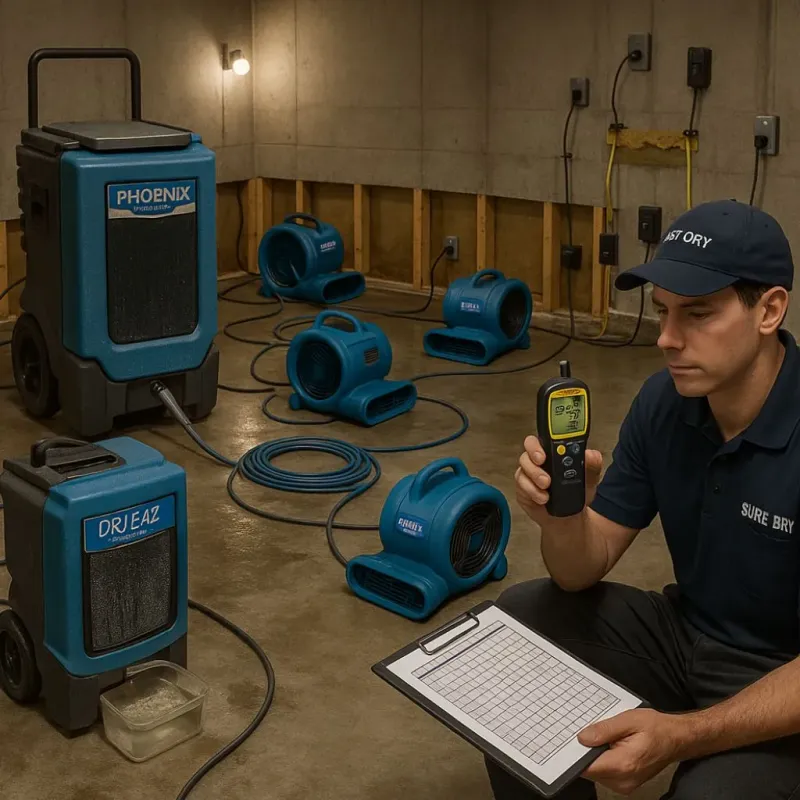 Structural Drying and Dehumidification process in Frazeysburg, OH